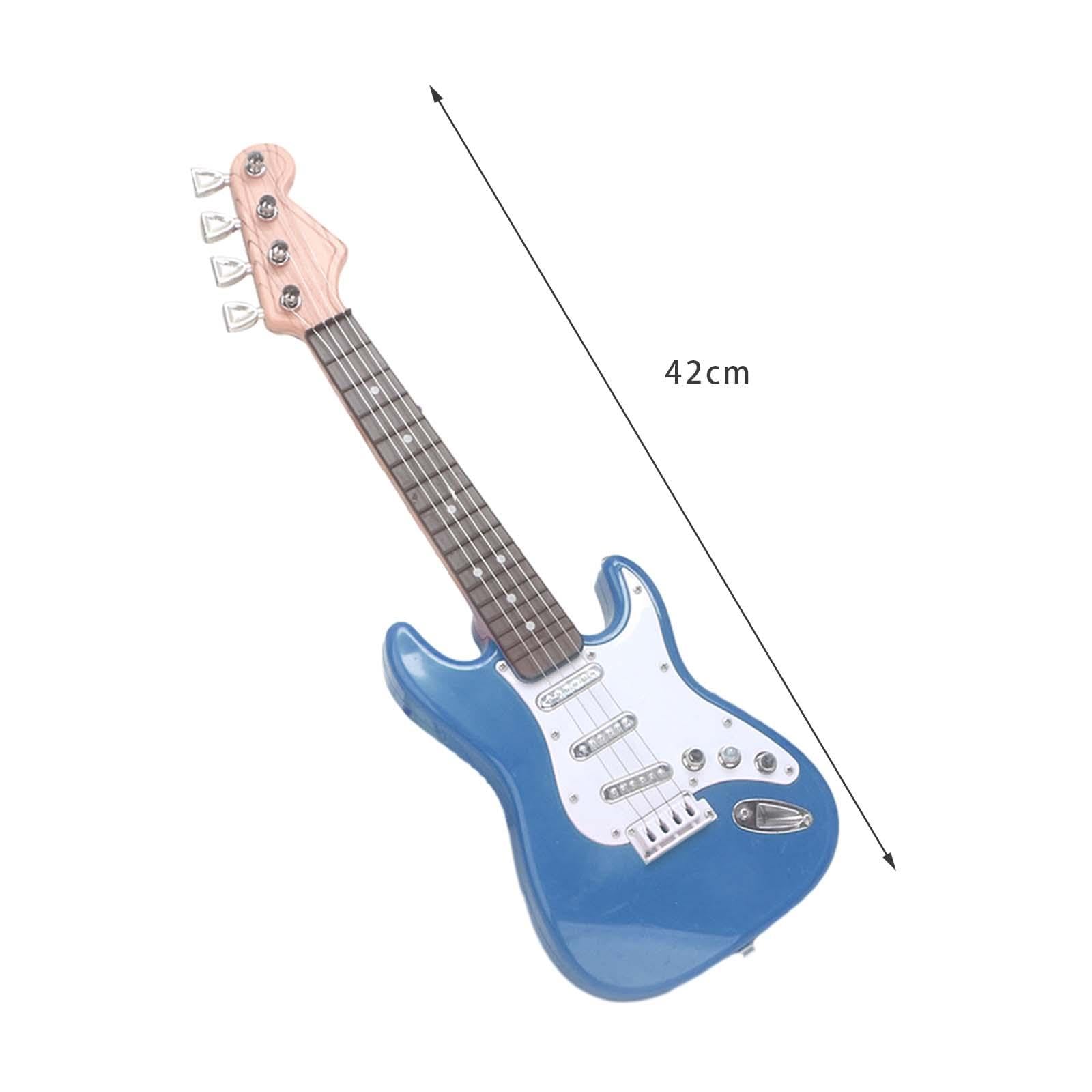 Zestaw 3 gitar elektrycznych dla dzieci, 4 struny, mała gitara dla dziewczynek, dzieci, prezent urodzinowy, niebieska, 42 cm