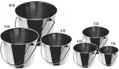 Indipets Heavy Duty Stainless Steel Pail - 2 Quart - Durable Dog Food And Water Storage #TOP3