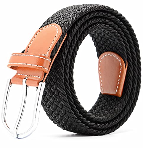 Goliton Canvas Elastic Fabric Woven Stretch Braided Belt (Black)