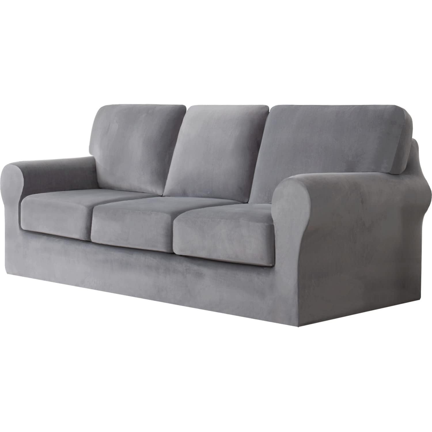 SDYdsgE sofa cover， Stretchy 2 Seater Sofa Cover with Separate Cushions and Backrest Covers Nero Fits 3 Posti(Grigio Chiaro.)