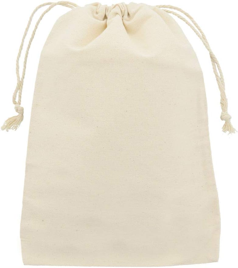 5 pcs Small 100% Organic Cotton Drawstring Bags 20x30 cm Eco Friendly