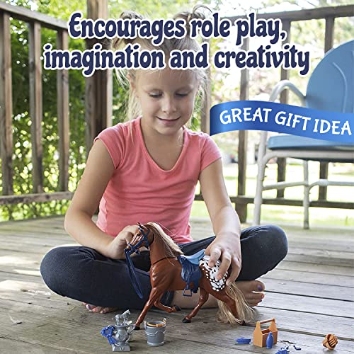 Sunny Days Entertainment Appaloosa Horse With Moveable Head, Realistic Sound And 14 Grooming Accessories - Blue Ribbon Champions Deluxe Toy Horses #TOP4