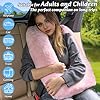 Swemos Travel Pillow, Car Pillow for Kids & Adults - Ergonomic Travel Pillows Sleeping Aid for Neck & Body Support, Car Travel Essentials Pillow on Road Trips-Pink