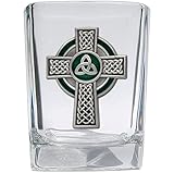 Heritage Pewter Celtic Cross Enamel Green Shot Glass | Hand-Sculpted 1.5 Ounce Shot Glass | Intricately Crafted Metal Pewter