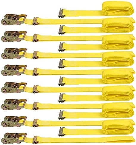 Zeuli Ratchet Straps 8-Pack 15 Feet - 1466 lbs Load Cap with 4400 lbs Breaking Limit, Standard E-Track Fitting Tie Down Ratcheting for Container, Cargo Vans, Trailers and More
