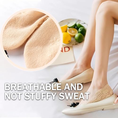6 Pairs,No Show Socks,Non Slip Lace Invisible Socks,Women No Show Lace Boat Socks,Women Lace Boat Sock,Ladies Ultra Low Cut Liner Socks,for Sneaker Loafers,Lace Boat Socks for Sneakers High-heel Shoes4