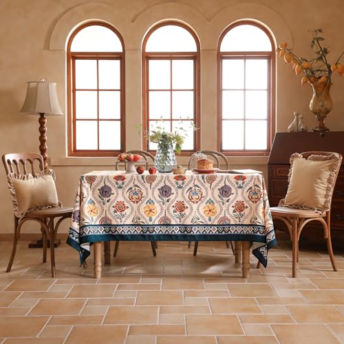 bilin gaier Vintage French Rectangular Tablecloth,Linen Tablecloth with Rose and Cornflower Pattern,Decorative Table Cover for Kitchen,Dining,Thanksgiving,Tea Party,55" × 87"-Lanae by bilin gaier - Image 8