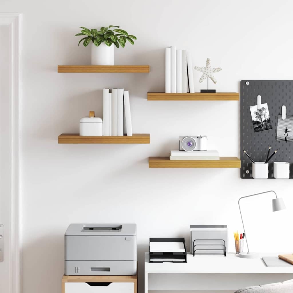 Wandregal Wandhalterung aus Holzwerkstoff Beige 50 x 23,5 x 3,8 cm 4er Set, schweberegal für Bücherregal, Küchenregal, Badregal, platzsparende Wandaufbewahrung