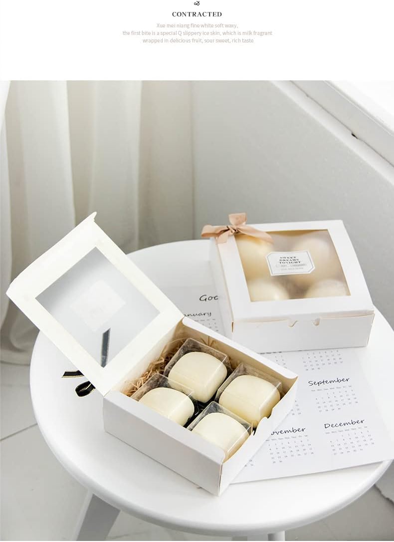 10pcs White Paper Box DIY Handmade Cake Candy Packaging Cookies Wedding Delicious Baking Birthday Gfit Supplies Stickers (15x15x5cm,Box and Sticker)