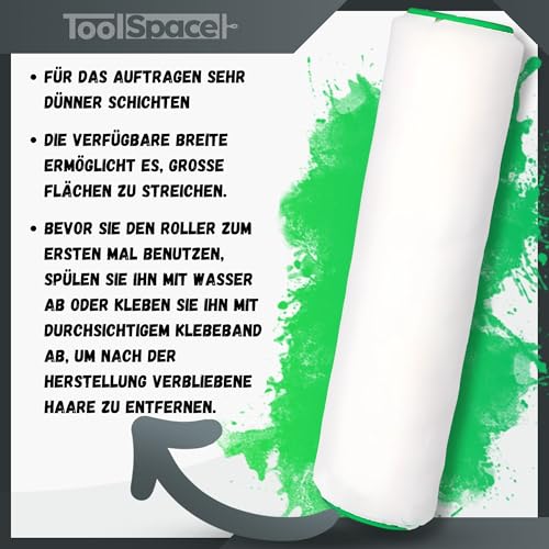 ToolSpace Velours Lackwalze - Φ50 mm - 25 cm - Fußboden und Möbelroller - Lackrollen für Lacke - Schaumwalze, Farbrolle für Holz, Streichen von Möbeln - Epoxidfarben Polyesterharze - Extrem Haltbar