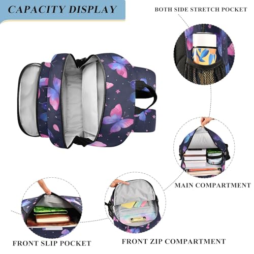 Sac à dos ordinateur enfants papillon rose violet contre le mal de dos