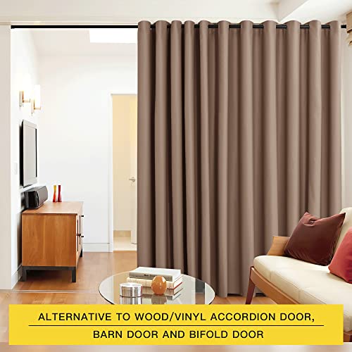 Image of NICETOWN Cappuccino Dividers Curtains Screens Partitions, Premium Heavyweight Laundry Room Divider for Office, Vintage and Sliding, Including Silver Ring Top (1 Panel, 20ft Wide x 7ft Long)