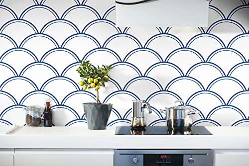 Safiyya Peel And Stick Wallpaper Blue And White Contact Paper Geometric Wallpaper Stripe Contact Paper Removable Self Adhesive Wallpaper For Walls 118" X17.7" #TOP4