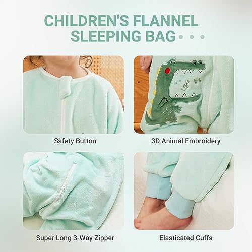 Image of MICHLEY Baby Sleeping Bag Sack with Legs Long Sleeve Wearable Pajamas | wearable blanket toddler baby, 9 Months-6T, Animal Designs, Flannel, Machine Wash