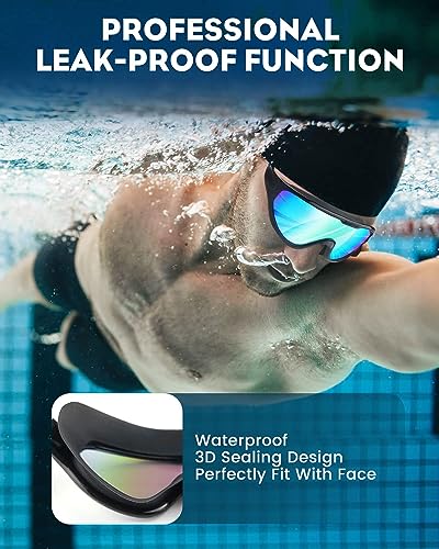 Image of Anti-Fog Swim Goggles with UV Protection | Comfortable Leak-Proof Silicone Seal | Adjustable Strap Swimming Glasses for Men Women Kids | Clear Vision Pool Goggles with Free Protective Case