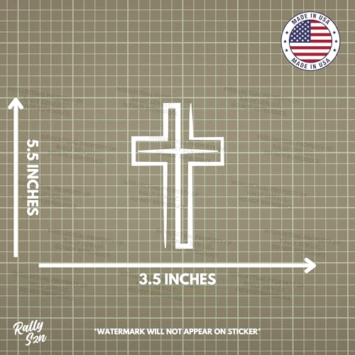 Image of Modern Cross - Christian Jesus Cross Car Vinyl Decal Bumper Sticker for Car, Wall, Window, Vehicle, Weather Resistant, Viral (White) (1, White)