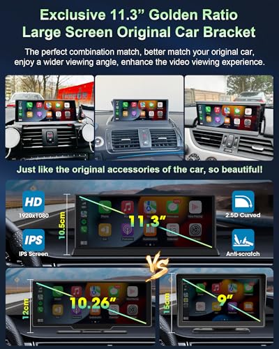 Pantalla Car Play coche de 11,3 pulgadas con Android Auto, doble GPS y manos libres Bluetooth 2