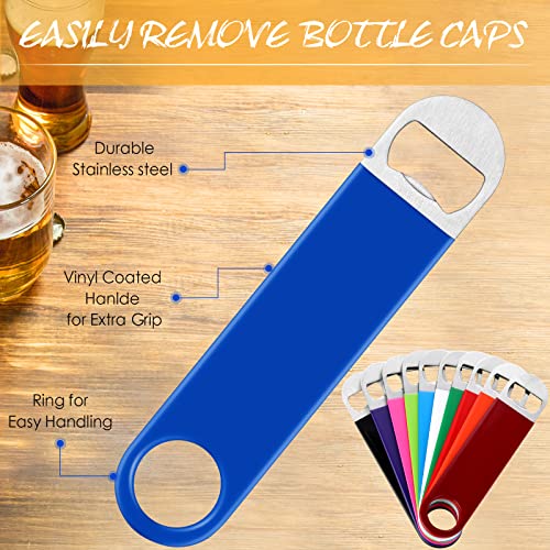 50 Pack Bottle Opener Flat Stainless Steel Bulk 7 Inch Heavy Duty Bartenders Bar Key, Rubber Coated Beer Bottle Opener Solid And Durable Beer Can Opener For Restaurant Bar Kitchen Party Camping #TOP2