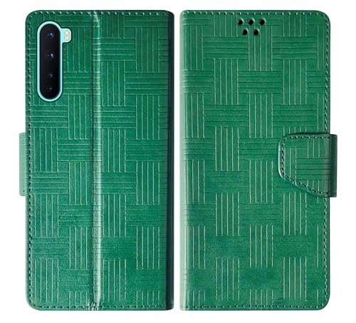 Image of SBMS Flip Cover Case for OnePlus Nord 5G Back Case Cover with Magnatic Closure | Inbuilt Stand | Card & Money Pocket (Mat Green)