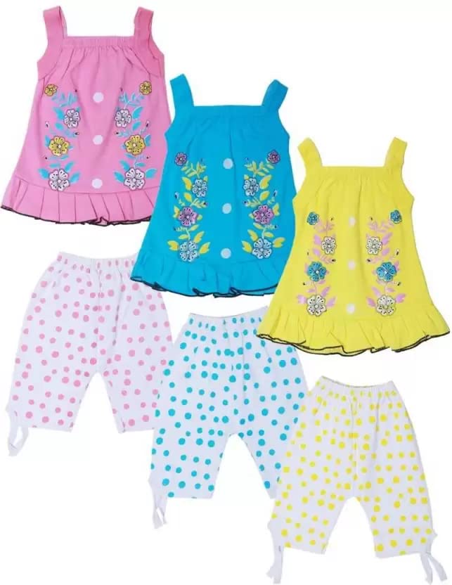 Image of PariLifestyle Baby Girls Party(Festive) Top Capri Multicolor (pack of 3)
