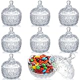 Tanlade 8 Pcs Glass Candy Jar with Lids Crystal Decorative Candy Dish Apothecary Jar with Lids Covered Glass Bowl Cute Jewelry Box Cookie Snack for Home Party Wedding (Clear)