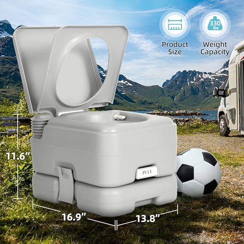 Image of YITAMOTOR 3.17 Gallon Portable Toilet for Camping, RV Travel Potty with Press Flush Pump, Leak-proof Seal Ring for Travel, Boating, Hiking, Trips