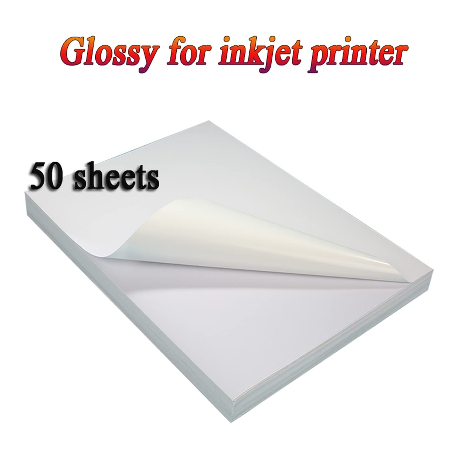 A4 Samoprzylepny papier syntetyczny PP Papier do druku atramentowego Matowy biały Pusty Błyszczący Wodoodporna naklejka na etykietę do drukarki laserowej Lucky (kolor: Inkjet błyszczący 50)