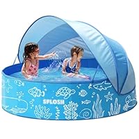 Splosh 4ft Kids Paddling Pool With UV Sun Shade Canopy - Easy Setup Pool With Rigid Sides (No Inflating) - Outdoor Kids Swimming Pool for Garden - Size 1.20m x 40cm