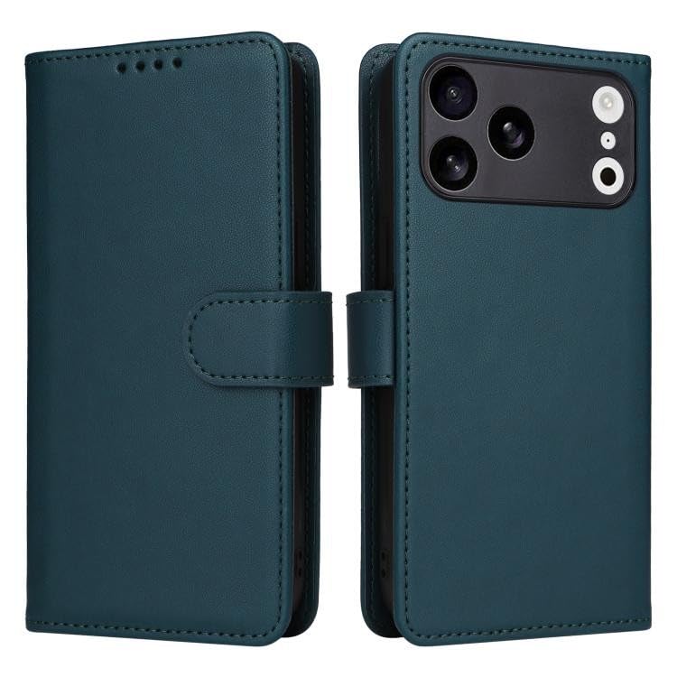 Étui pour iPhone 17 Pro bleu à rabat magnétique en cuir supérieur