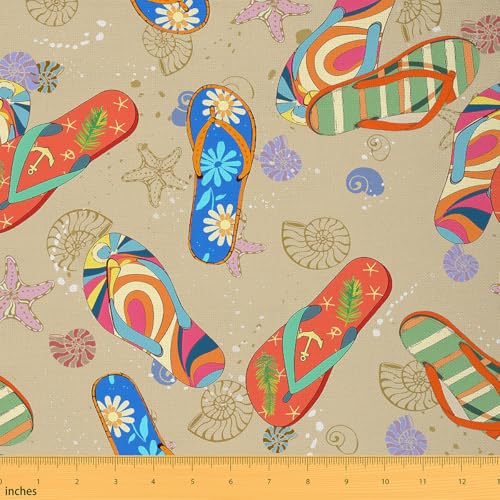 Summer Beach Fabric by The Yard,Hawaiian Style Upholstery