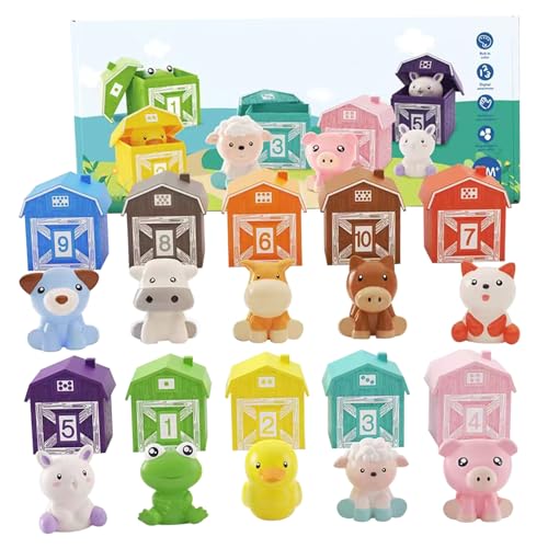 Jouets animaux de la ferme 20 pièces figurines éducatives numérotées pour l'apprentissage