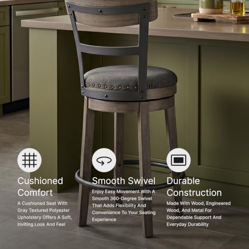 Signature Design by Ashley 1-Piece Swivel Counter Height Bar Stool, Gray - image 6