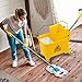 Mop Bucket & Side Wringer Combo, Janitorial Cart Spring Wringer on Wheels Mop and Bucket with Wringer Set for Home & Industrial for Home Office Cleaning (1 Set)