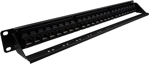 24 Port RJ45 CAT5e in Line Pass Through Keystone Coupler 19 Inch Patch Panel
