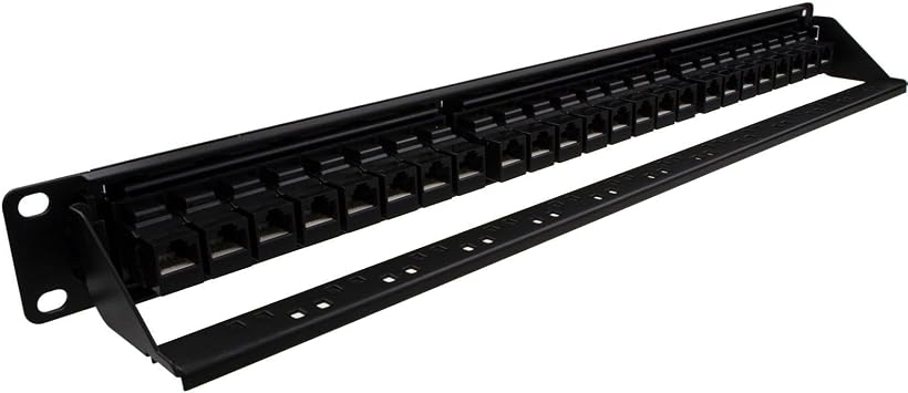 24 Port RJ45 CAT5e in Line Pass Through Keystone Coupler 19 Inch Patch Panel