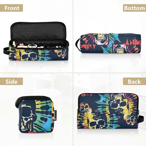 Organizador portátil para herramientas de peinado con diseño tie dye de calavera y tapete resistente al calor para planchas alisadoras, rizadores y otras herramientas de estilizado miniatura 5