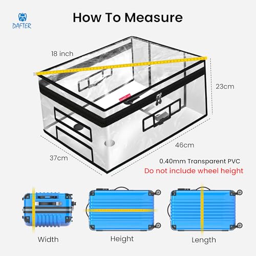 Image of DAFTER PVC Transparent Luggage Trolley Waterproof Cover | Dustproof Suitcase Protector with Zipper for Hard Luggage | Travel Trolley Bag Cover for 18 Inch Suitcase