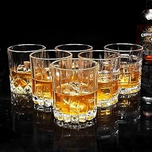 Kanars whiskey glasses mixed 10 oz scotch glasses set of 6 rock bar tumblers 3 patterns in luxury gift box for birthday anniversary valentines day and wedding  urban country home decor