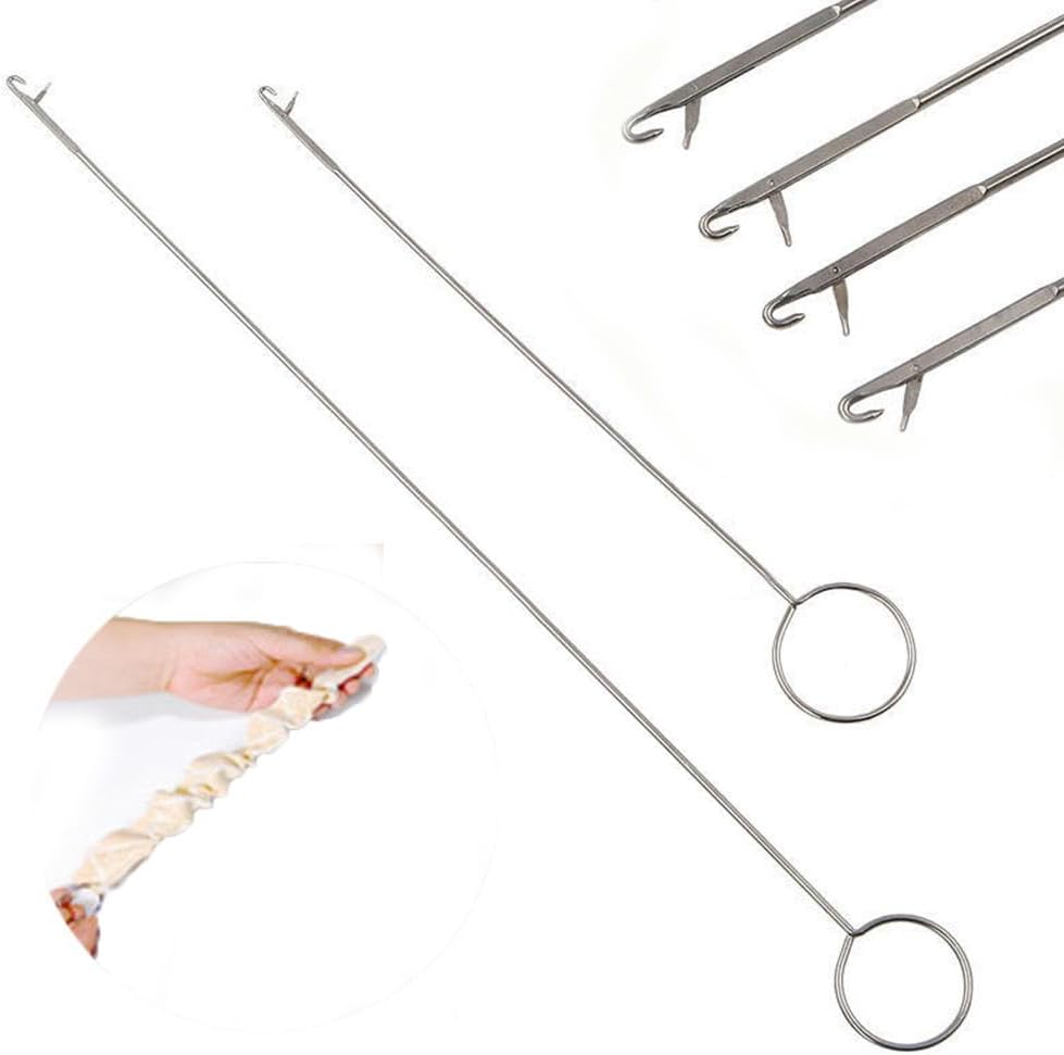 Loop Turner Hook with Latch,Sewing Loop Turner Hook Long LoopTurner Tool with Latch,Knot Grippers Tool for Silicone Beads Needle-Hook,for Fabric Belts Strips DIY Knitting Accessories,Sewing Concepts