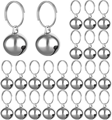 Outus 24 Sets of Cat Bells for Cat and Dog Collar Loud Pendant Pet Cat and Dog Bell Pet Pendant Accessories (Silver)