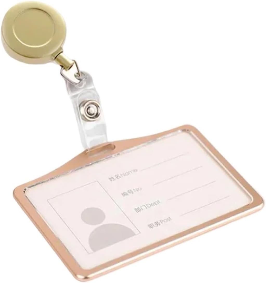 10Pcs Aluminum Alloy Card Cover Case Bank Business Work Holder with ABS Retractable Badge Reel Credit ID Bag(Black,Vertical)
