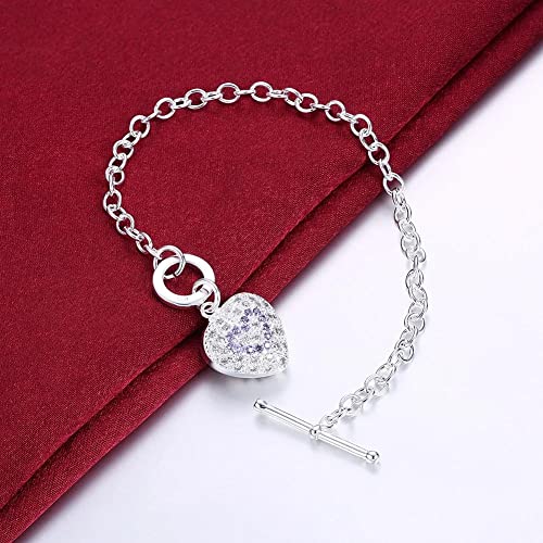 Bracelet de pendentif cœur cristallin à porter lors des grandes cérémonies