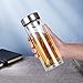 ONEISALL Glass Water Bottle, Double Walled Travel Mug with Removable Stainless Steel Infuser - Glass Tea and Coffee Tumbler with Sleeve Carrier, Lead-Free (600ml/20 oz)