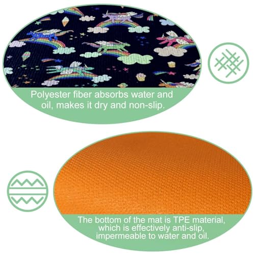 Alfombra de cocina antideslizante y lavable VAPOKF de unicornio absorbente para pasillo 5