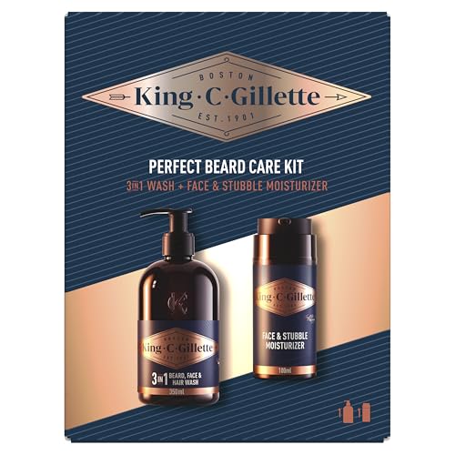 King C. Gillette, Kit Regalo, Kit Rituale Perfetto Con Detergente Barba, Viso E Capelli 3 In 1, 350 ml E Crema Barba, 100 ml Per Barba Incolta - Immagine 5