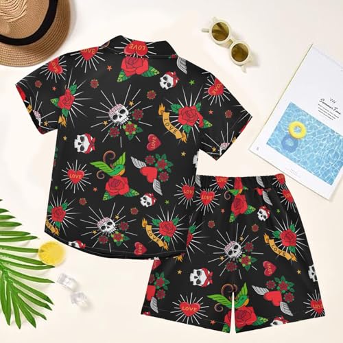 Image of visesunny Boys Hawaiian Shirt and Short Set Summer Outfit Kids 2 Piece Clothes Set 3-10Y