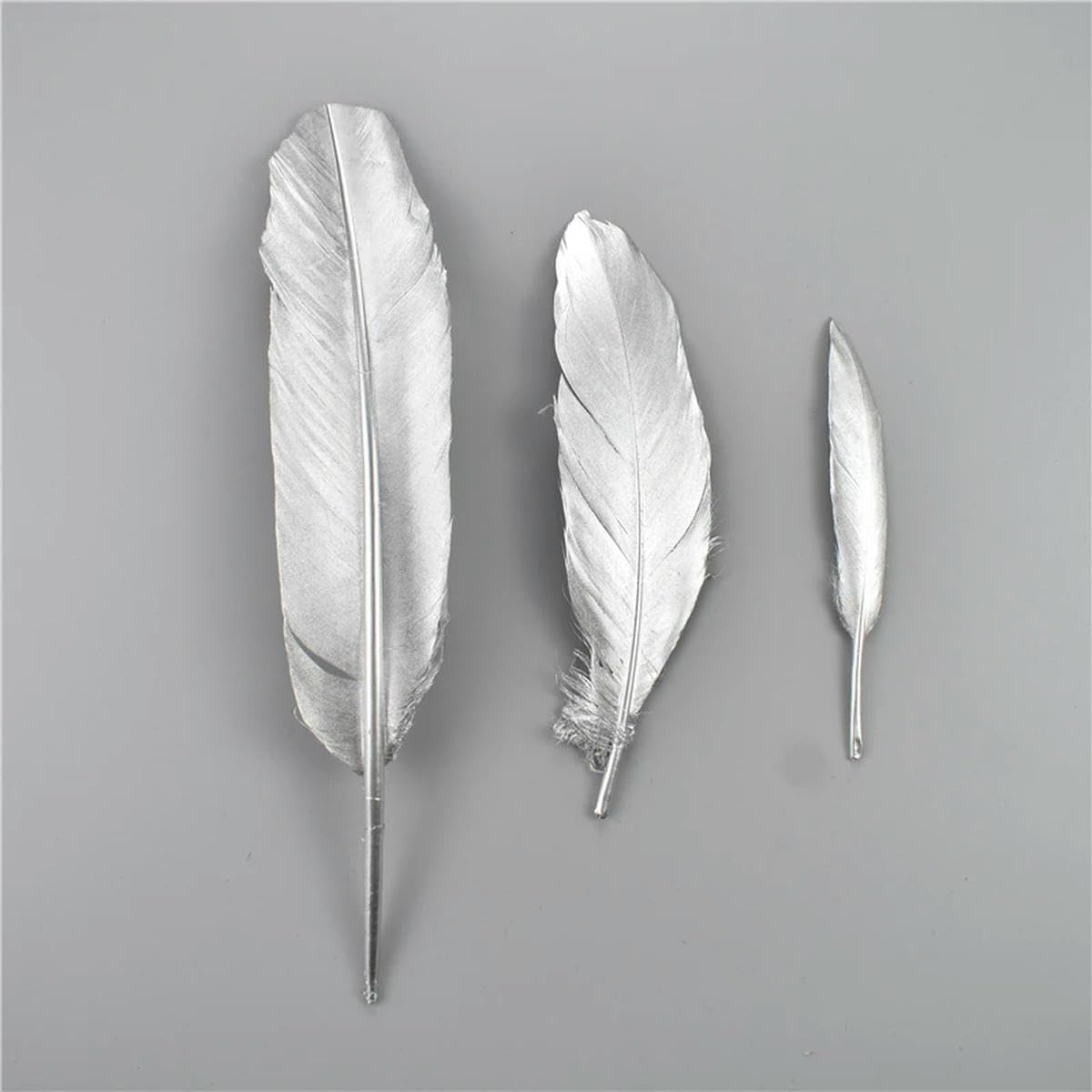 Piume d'Argento Dorate Accessori Artigianali Centrotavola Dorati Decorazione per Feste - Argento 25-30 cm - 500 Pezzi