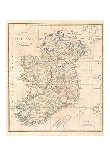 Carte de l'Irlande Clement Cruttwell 1799 poster encadré idée cadeau historique