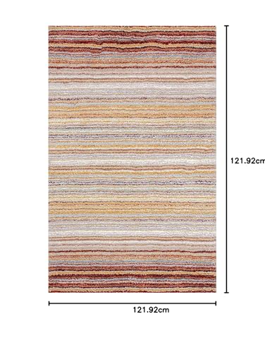 Image of Classie Ombre Pattern Shag Area Square Rug, 4X4 Feet, Red Mixture