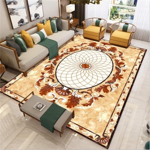 Tapis doux chambre floral rétro jaune 50x80cm lavable - 2